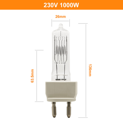 Singole lampadine concluse della lampada al quarzo G22 della lampada 230v 1000w dell'alogeno dell'esposizione foto ottica