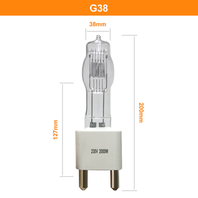 lampada ad alta tensione dell'alogeno 230v 2000 singoli della lampadina G38 di watt conclusi