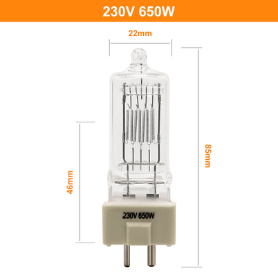 lampadina del riflettore del teatro della lampada al quarzo dell'alogeno della lampada alogena della luce della fase 16250lm GY9.5 650W 230V