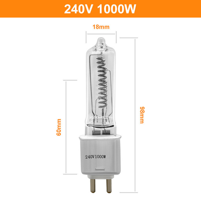 lampadina di riscaldamento infrarossa di film delle lampadine di Bipin dell'alogeno di 240V 1000W G9.5 98mm